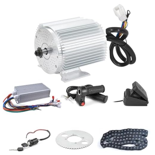 BLDC 72V 3000W Brushless Motor Kit with 24 Mosfet 50A Controller and Throttle Foot Pedal for Electric Scooter E Bike Engine Motorcycle DIY Part Conversion Kit (6 Part in 1 and Motor with Foot)
