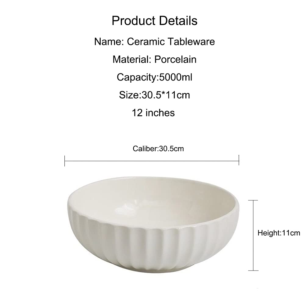 Ciotola di Porcellana di Grande capacità, Grande Ciotola di Noodle della zuppa, Ciotola di Ceramica della Famiglia, Ciotola Speciale della zuppa, Ciotola di zuppa Spessa,12 Inches