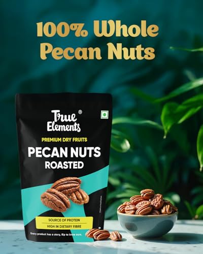 Image of True Elements Roasted Pecan Nuts 120g - Crunchy Nuts | Healthy Snack | Rich in Protein and Fibre | Premium Dry Fruits | Roasted Nuts