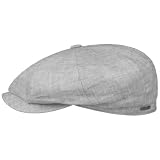 Stetson Hatteras Classic Schirmmütze Leinen Flatcap meliert Mehrfarbig Damen Herren Sommer Winter hellgrau 58 cm