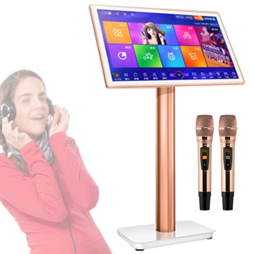 19.5/22” Karaoke Machine, 4K HD capacitive Touch Screen, App Control Karaoke Singing Player with Reverb 2 Wireless Microphone, Movie Online Update (19.5inch 1TB)