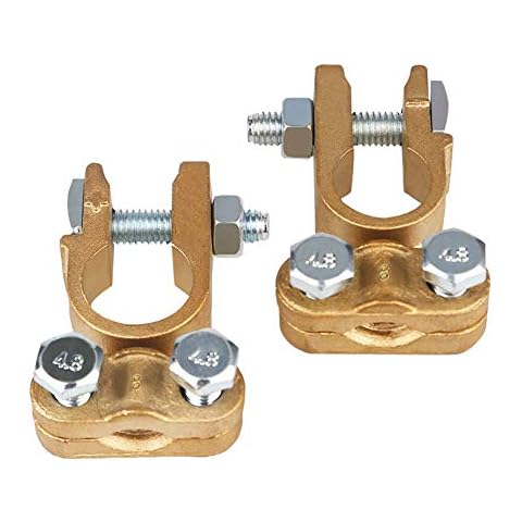 Ampper Brass Battery Terminals Connectors Clamps, Top Post Battery Terminal Protector Set for Marine Car Boat RV Vehicles (1 Pair) Cover