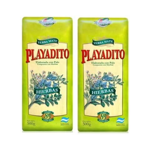 PLAYADITO Yerba Mate Compuesta con Hierbas 500 gr. - 2 Pack | Yerba Mate Tea Herbal Blend 1.1 lb. - 2 Pack. Cover