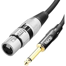 Tisino Female XLR to 1/4 6.35mm TS Mono Jack Unbalanced Microphone Cable Mic Cord for Dynamic Microphone - 6.6 FT/2 Meters