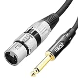 Tisino Female XLR to 1/4 (6.35mm) TS Mono Jack Unbalanced Microphone Cable Mic Cord for Dynamic Microphone - 6.6 FT/2 Meters