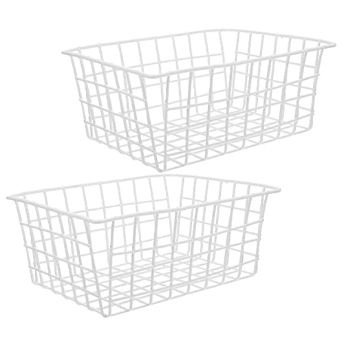 Alipis 2 piezas Cestas para Congelador Blancas sin Metal Organizador Almacenamiento Frutas Verduras Cesta Plástica para Cocina Frigorífico