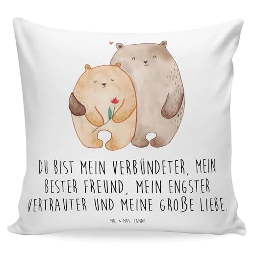 MoonWorks Kissenbezug Lieblingsmensch Geschenk Freundschaft Partner Freundin Kissen-Hülle Kopfkissen Deko-Kissen 40x40 Baumwolle Natur 40cm x 40cm 6 Mr. & Mrs. Panda 40x40 Kissen Bären Liebe - Geschenk, Kopfkissen, Bärchen, Verlobung, Kissenhülle, Sofakissen, Freund, Motivkissen, Dekokissen, Freundin, Blume, Partner