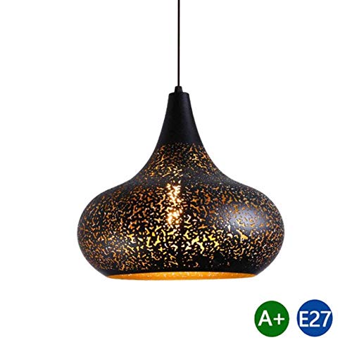 HAODAMAI Pendant Lampes Lustre creux Wind industriel Suspension Gravure creux design Lampe suspendue Noir E27 à hauteur réglable