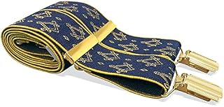Masonic Mens Square & Compass Braces Freemasons Suspenders Fraternal Gift Accessory (Gold Logo)