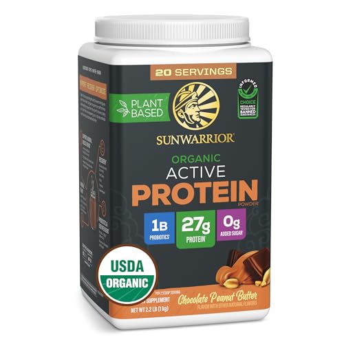 Sunwarrior Organic Plant Based Protein Powder | Vegan Organic Protein Powder with BCAAs Plus Recovery Minerals & Botanicals | Non-GMO Soy Dairy & Gluten Free (Chocolate Peanut Butter, 20 Servings)