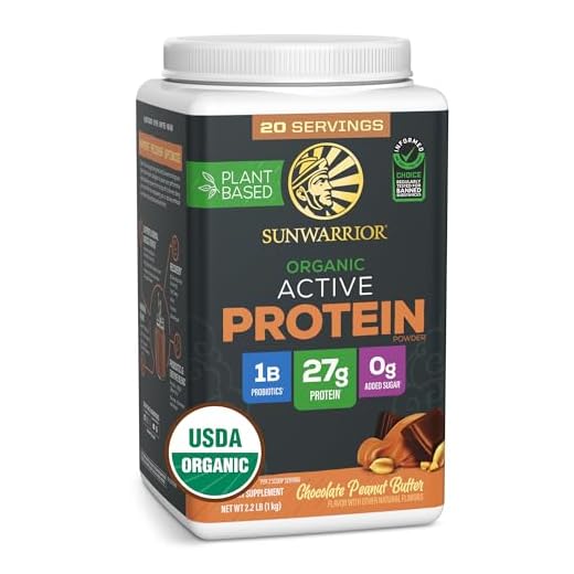 Sunwarrior Organic Plant Based Protein Powder | Vegan Organic Protein Powder with BCAAs Plus Recovery Minerals & Botanicals | Non-GMO Soy Dairy & Gluten Free (Chocolate Peanut Butter, 20 Servings)