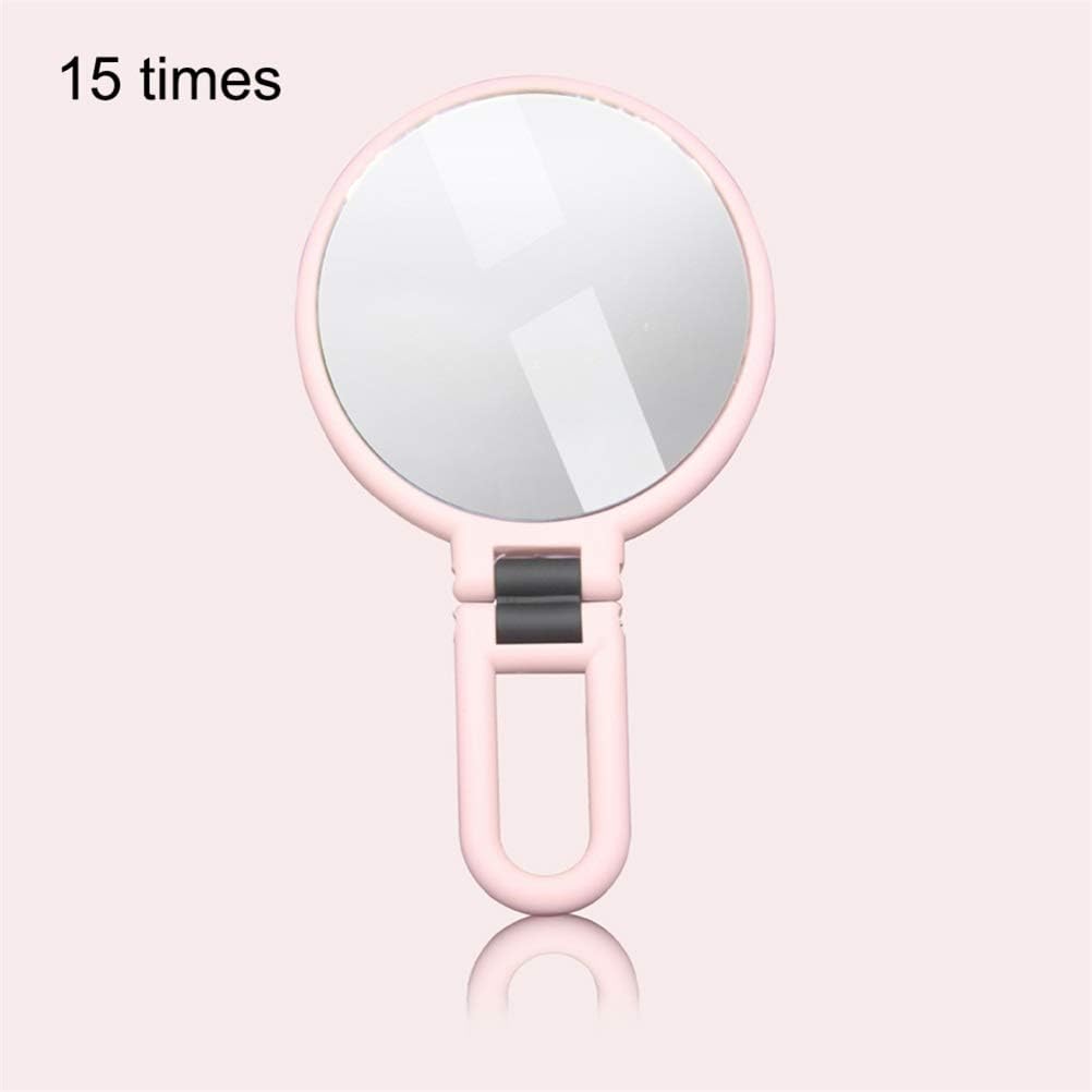 15/10X Magnifying Handheld Vanity Mirror Travel Folding Hand Held Mirror-Double Sided Folding Adjustable Pedestal Makeup Mirror (Size : 15X)