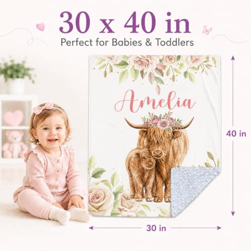 Image of Personalized Baby Blanket for Girls, Custom Nursery Blanket with Name, 30 x 40 Inch Soft Minky Blanket for Baby Toddlers, Newborn Print 03