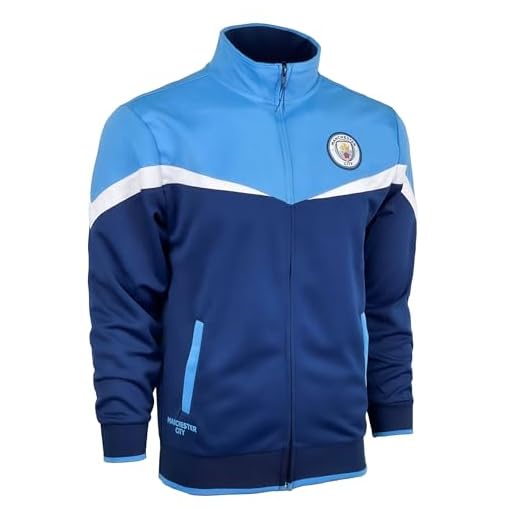 Boy's Manchester City Jacket With Zipper pockets, Licensed M. City Performance Track Jacket For Kids (XXX-Small (Youth Medium))