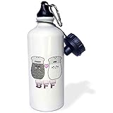 3dRose - Botella de agua de sal y pimienta Kawaii BFF-Sports, 21 oz (wb_102726_1), aluminio, color blanco