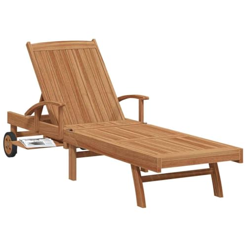 vidaXL Chaise Longue Marron 195 x 59 x 78,5 cm Bois de Teck Massif, Chaise Longue extérieure élégante, Fauteuil en Teck réglable, mobilier de Jardin...