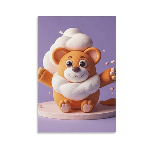 Toile murale animal mignon en coton pour une deco de chambre douce