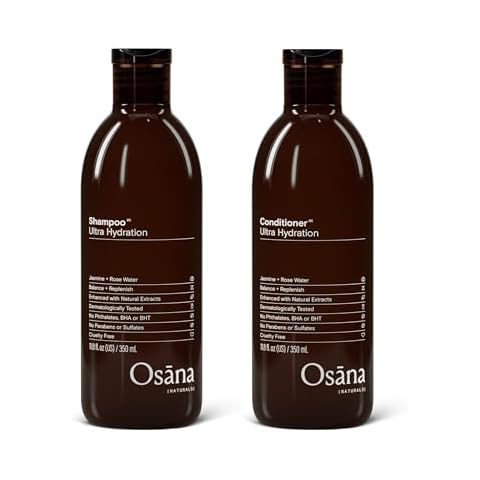Osana Shampoo + Conditioner Set, Shea Butter & Coconut Oil for Normal-Dry Hair Types, Balance Moisture and add Shine, Jasmine & Rose Water Scent - 11.8oz Each Cover