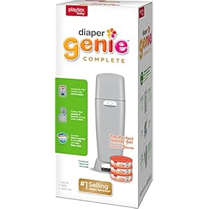 Diaper Genie Complete Diaper Pail (Grey) with Antimicrobial Odor Control | Includes 1 Diaper Trash Can, 3 Refill Bags, 1…