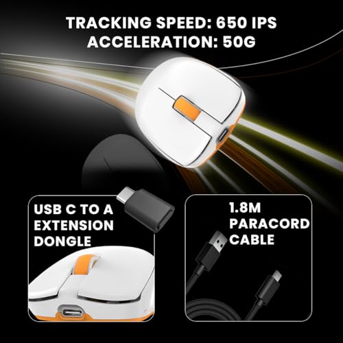 Image of Cosmic Byte Velox 39g Ultra-Light Tri-Mode Gaming Mouse | PixArt PAW3395 Sensor | 26,000 DPI | 650 IPS | 50G Acceleration | Paracord Cable | PTFE Feet | 1000Hz Polling | 230mAh Battery (White)