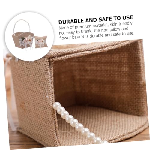 Ensemble de coussin pour alliances et panier en lin Zerodeko mariage
