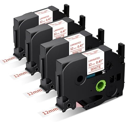 Wonfoucs Replace for Brother TZe-232 Red on White 12mm 0.47 Laminated TZ Tape TZe231 TZ-232 Compatible with P-Touch Label Tape Work with Ptouch PTH111 PTD600 PT-P700 PT-P750W PT-D202 PT-D400, 4 Pack Cover