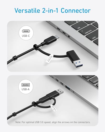Image of Anker USB C Hub, 8-in-1 5Gbps Data Hub, USB Splitter with 3 USBA and 4 USBC Ports, 100W PD-in, 2-in-1 USB-Connector, for Laptop, MacBook, iPad and More (45W Adapter Included)