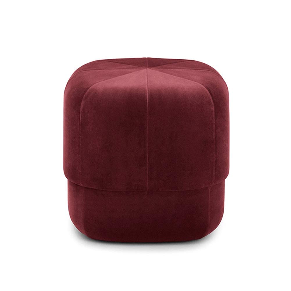 Siège supplémentaire ottoman rond en velours rouge pour salon et chambre