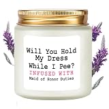 LAMIVEENLA Maid of Honor Gifts Scented Candle Lavender - Bridesmaid...