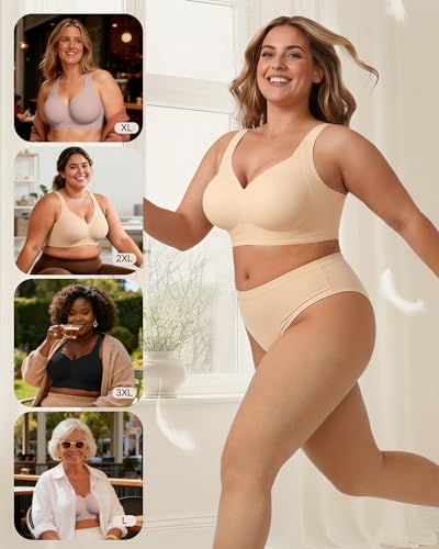 Image of Bras for Women Jelly Wireless Supportive Seamless Full Coverage Push Up No Underwire Comfort Plus Size for Older Women