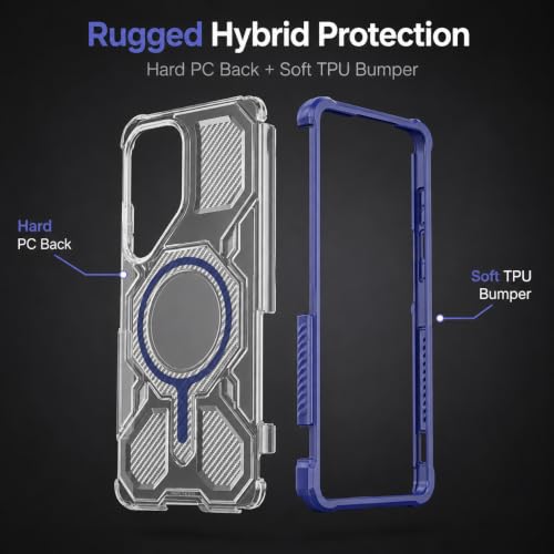 Image of MagPro Armor Grip Case for Samsung Galaxy S25 Ultra | Strong MagSafe Compatible Cover, Rugged Hybrid Protection, Hard PC Back, Soft TPU Bumper, Shockproof, Scratch Resistant | Blue