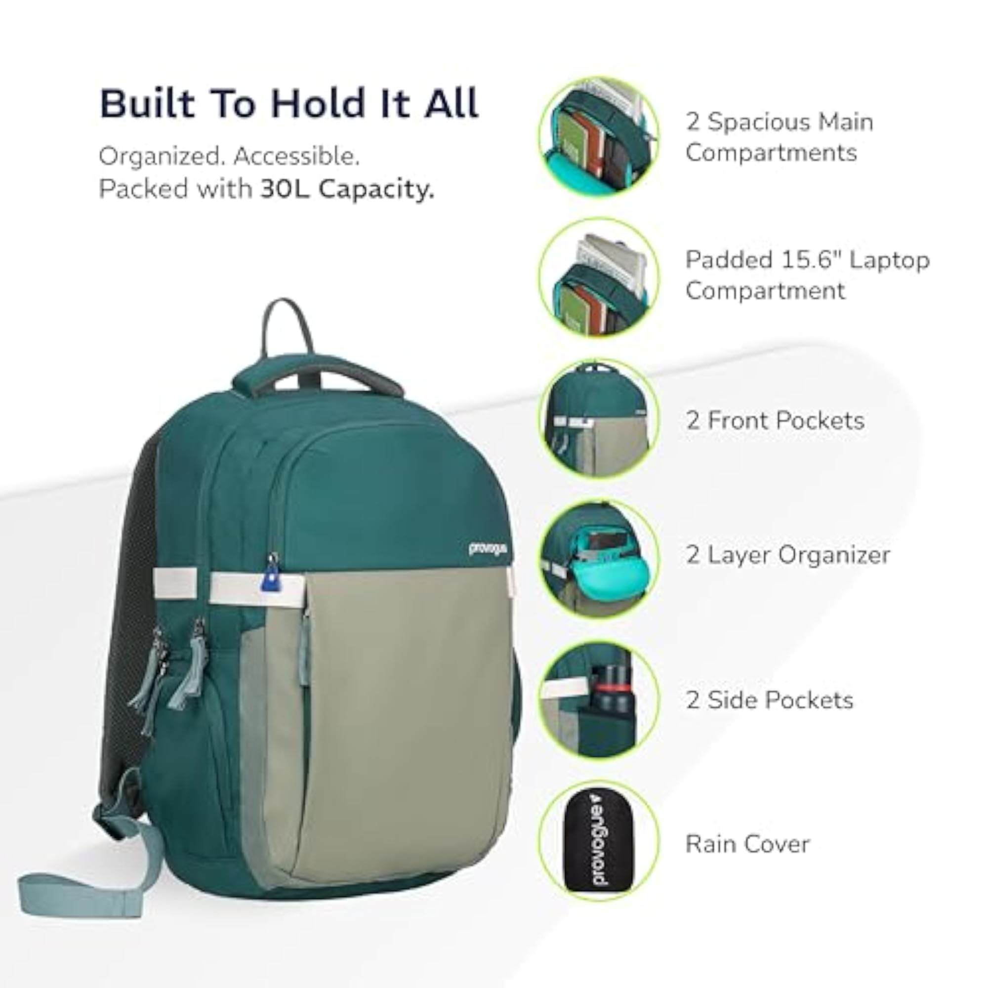 Urban Laptop Backpack 30L with Rain Cover