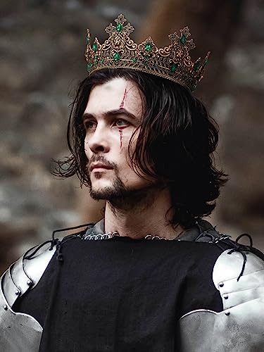 SWEETV King Crown for Men, Men's Tiara Prince Diadem, Royal Medieval Hair Accessory for Cosplay Birthday Prom Halloween