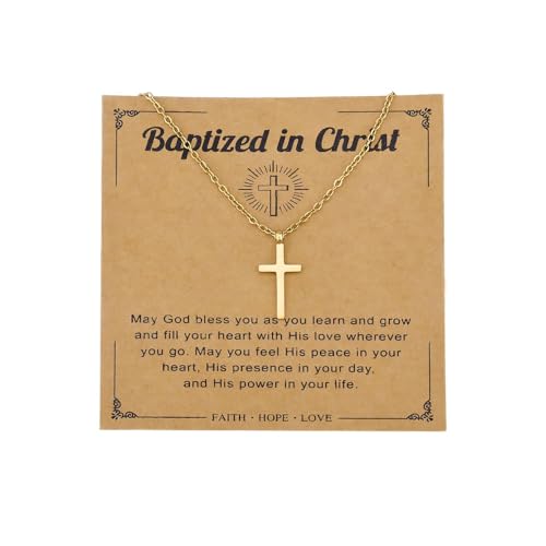 Cross Necklaces for Baptism Christening Gifts for Men Women Catholic God Son Daughter Baptism Cross Necklace Present Faith Bless Baptized Gifts Religious Christian Christening Gift Ideas for Him Her