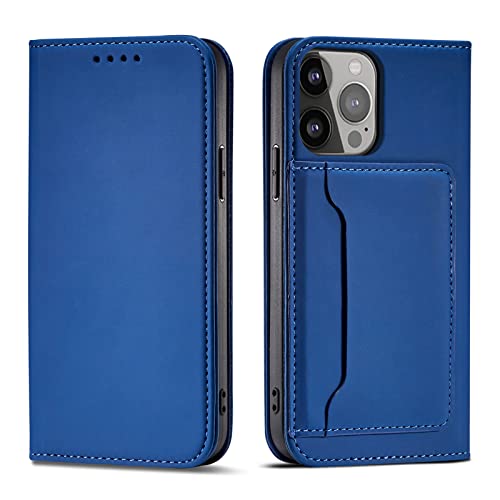 Étui en cuir pour iPhone 13 coque de protection à rabat bleu USUASI PNS-003
