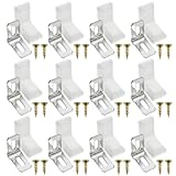 Dookoe 90-Degree L-Shaped Metal Angle Bracket White with Plastic Cover M4x16mm Screw Adjustable Hanging Right Angle Furniture Corner Support Joint -12pcs