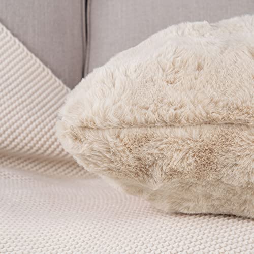 Madizz Pack Of 2 Thick Plush Wool Throw Pillow Covers 22X22 Inch Beige Soft Decorative Cushion Cover For Sofa Bedroom Pillow Shell #TOP2