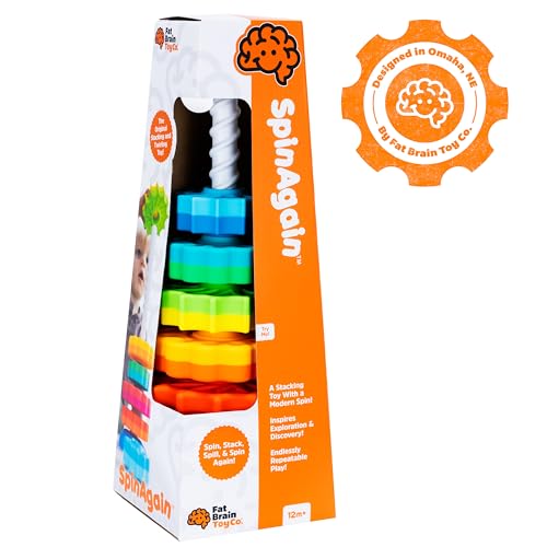 Fat Brain SpinAgain Spinning Toy, Stacking Toy for Babies, Colourful Development Toy, the First Ever Twirling Toy, Educational Toy for Girls and Boys 12 Months and Older