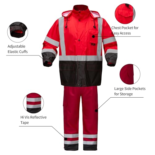 GSS Hi Vis Reflective Rain Jacket High Visibility Waterproof Rain Gear for Men Women3