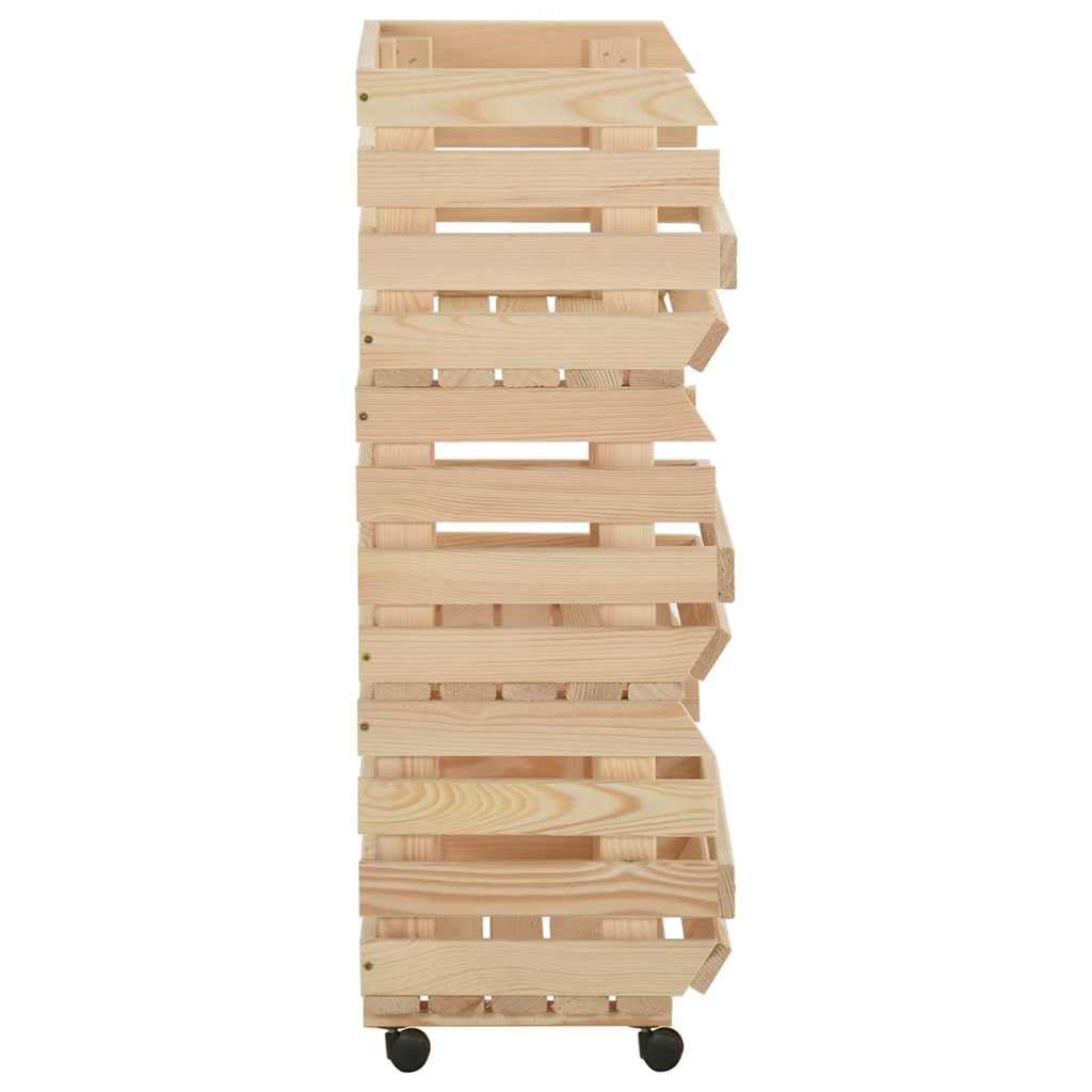 Carrello da cucina in legno di pino massiccio, 37 x 30 x 80 cm, con ruote, carrello rustico, versatile per cucina, sala da pranzo e soggiorno, ideale come carrello da portata e conservazione