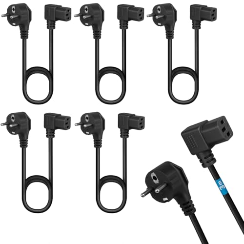 Cables de 3m Schuko a IEC 320 C13 acodado para evitar daños tras el monitor o PC