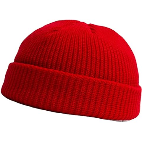 Faringoto Skull Hat for Men Docker Hat Knit Cap Mens Beanie Cap Red Cover