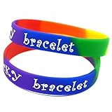 Größe: 202 * 12 * 2mm Xlin Armband „Glücksarmband“ Regenbogen-Farbdruck Glück Geschenk Silikonband Armband Segen (Color : Color)