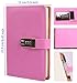JunShop Lock Diary Combination Locking Journal Locked Notebook Writing Notebook A5 Planner Agenda Personal Notepad Pink