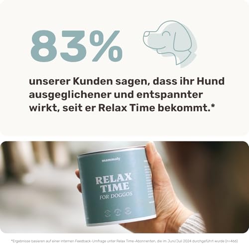 mammaly Beruhigungsmittel für Hunde Relax Time Test-Set – Seelenruhe für Anti-Stress Momente wie Autofahrt, Silvester – Leckere Hundesnacks mit Baldrian & Probiotika zur Entspannung & Beruhigung