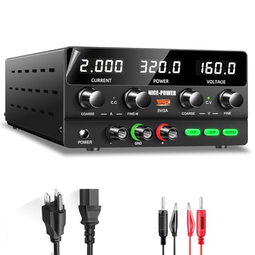 Image of NICE-POWER DC Power Supply Variable 160V 2A, 320W Encoder Adjustable Switching Regulated with OCP OVP Output Button High Precision 4-Digits LED Display 5V /2A USB Port Bench Lab Power Supplies