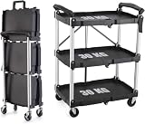 ツールワゴン キャスター付き 3段 折りたたみ 総耐荷重90kg キャビネット ツールボックス 工具 棚 キッチンワゴン キャリーワゴン 収納 カート 配膳 作業台 撮影機材 台車 大型 ラック 掃除用 現場用 移動棚 ポリプロピレン