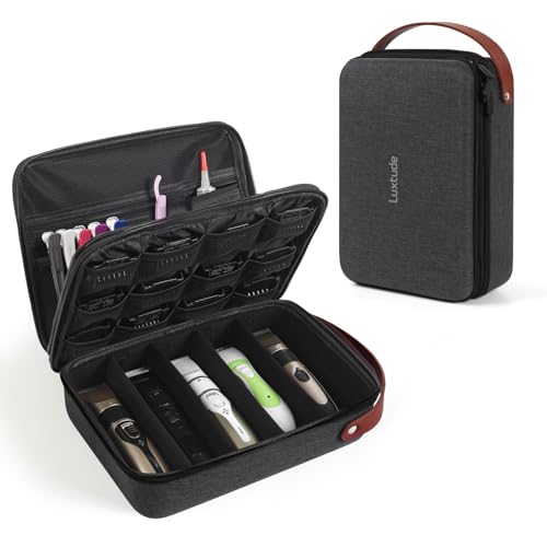 Luxtude Large Barber Case Hard Barber Bags for Clippers and Supplies Sturdy Hair Clipper Case for Travel Clipper and Trimmer Cases for Wahl/Hatteker/Andis Grooming