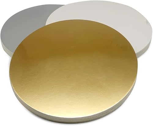 Miniatura 5 de Mombake Tableros redondos para tartas, paquete de 10 soportes para tartas, base circular de cartón (dorado, 6 pulgadas)