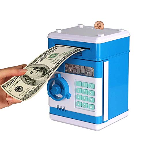 Kids Electronic Piggy Bank for Kids, Gifts for Kids ATM Money Safe Box with Password, Coin and Cash Saving Banks Gift for 7 8 9 Year Old Boys Girls Children (Blue)